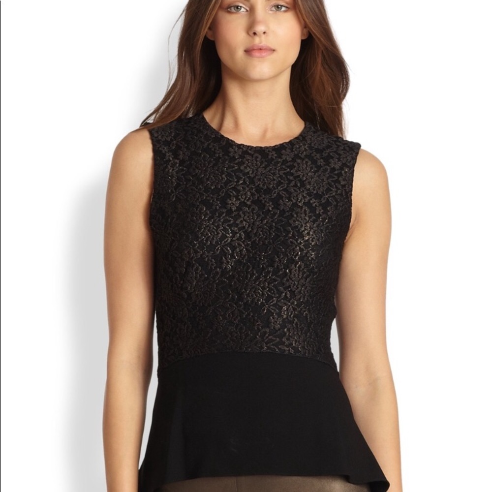 Elie Tahari Black Nicole High Low Blouse